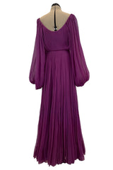 Spring 2024 Christian Dior by Maria Grazia Chiuri Runway Look 75 Purple Silk Chiffon Dress w Huge Balloon Sleeves