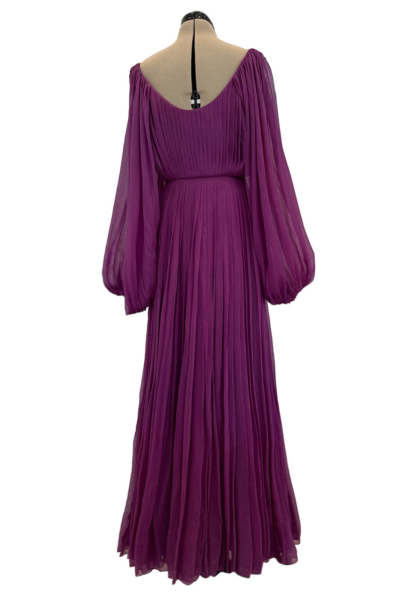 Spring 2024 Christian Dior by Maria Grazia Chiuri Runway Look 75 Purple Silk Chiffon Dress w Huge Balloon Sleeves