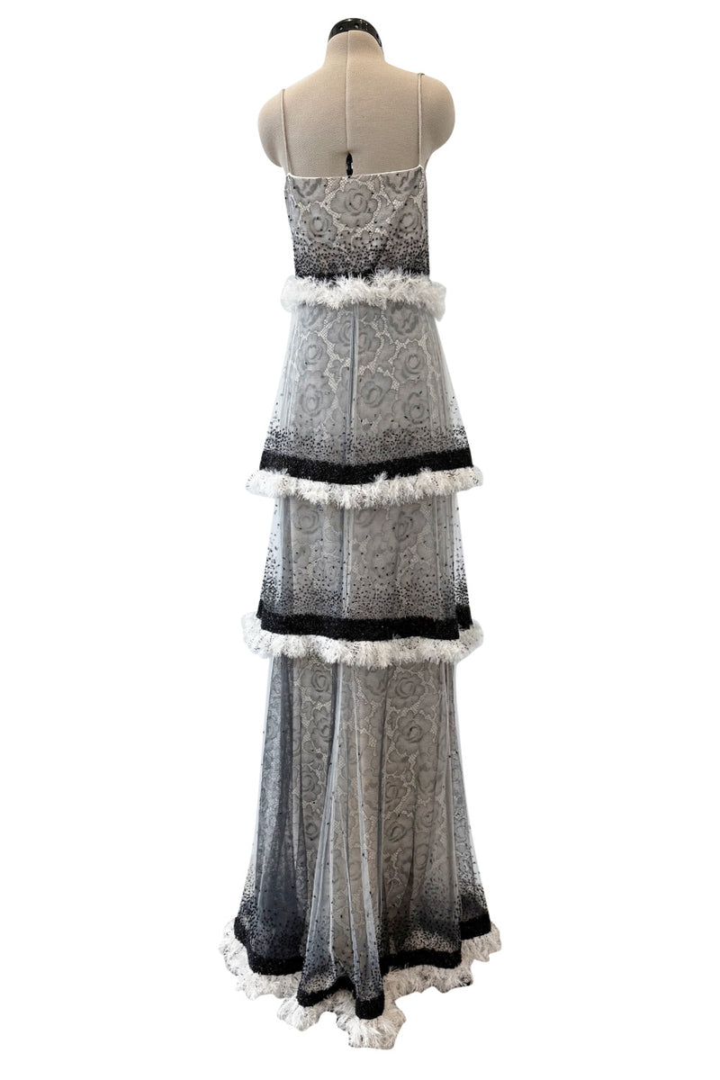 Beautiful Fall 1998 Valentino Runway & Ad Campaign Beaded Tiered Lace Shrimpton Couture Beautiful Fall 1998 Valentino Runway & Ad Campaign Beaded Tiered Lace Shrimpton Couture