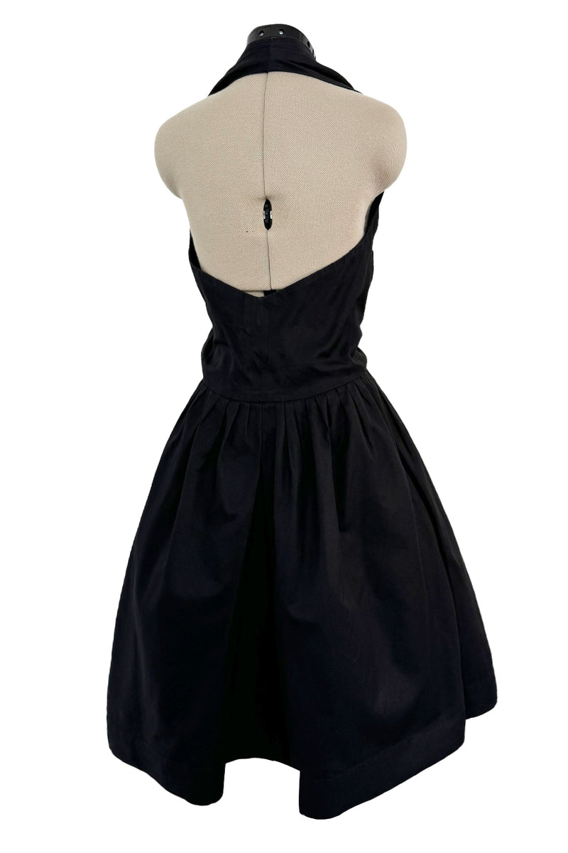 Gorgeous Little 1980s Chanel by Karl Lagerfeld Black Cotton Halter Dre Shrimpton Couture Gorgeous Little 1980s Chanel by Karl Lagerfeld Black Cotton Halter Dre Shrimpton Couture