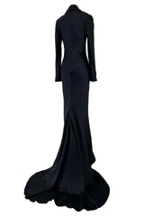 Fall 2007 Alexander McQueen Black Bias Cut Hammered Silk Dress w Beaded Collar
