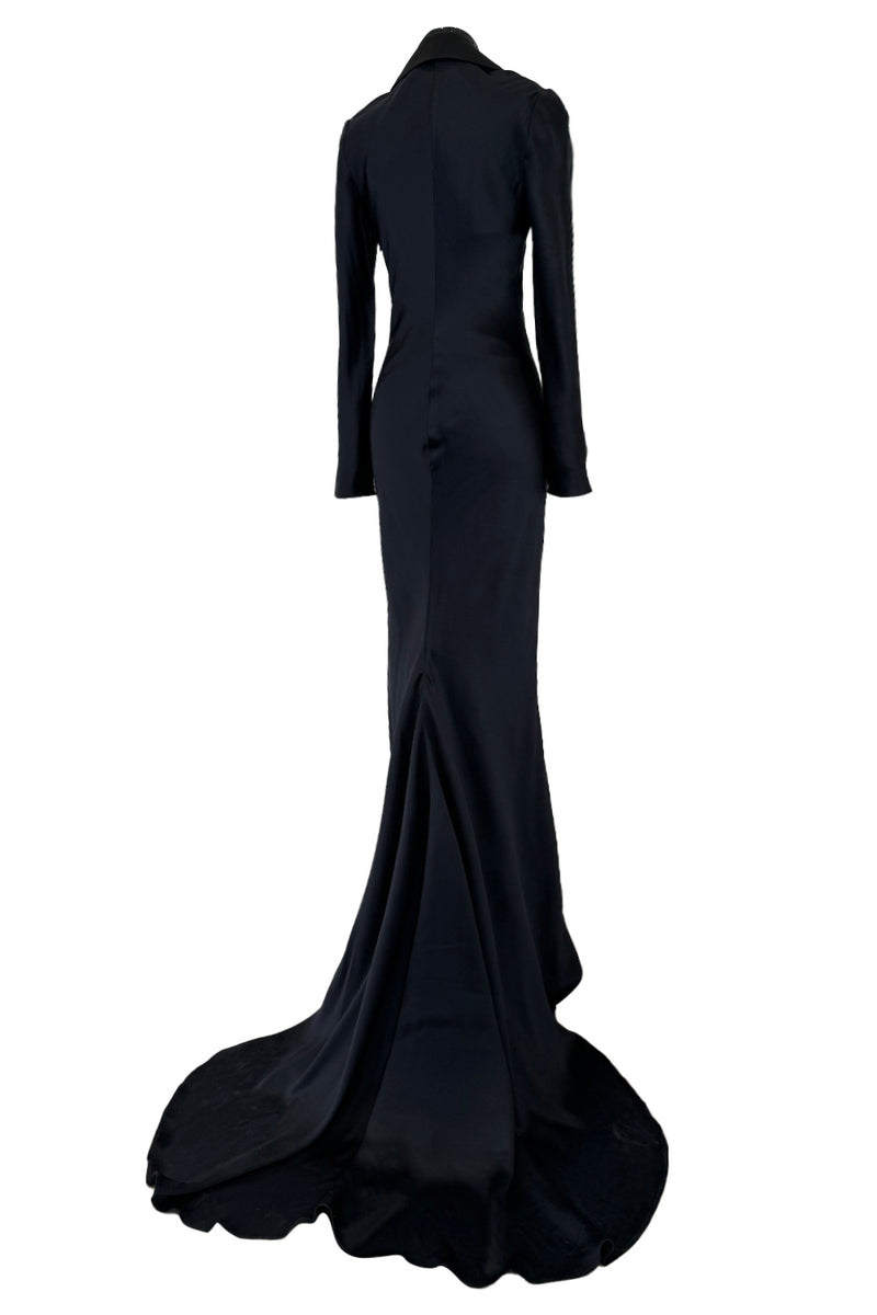 Fall 2007 Alexander McQueen Black Bias Cut Hammered Silk Dress w Beade –  Shrimpton Couture