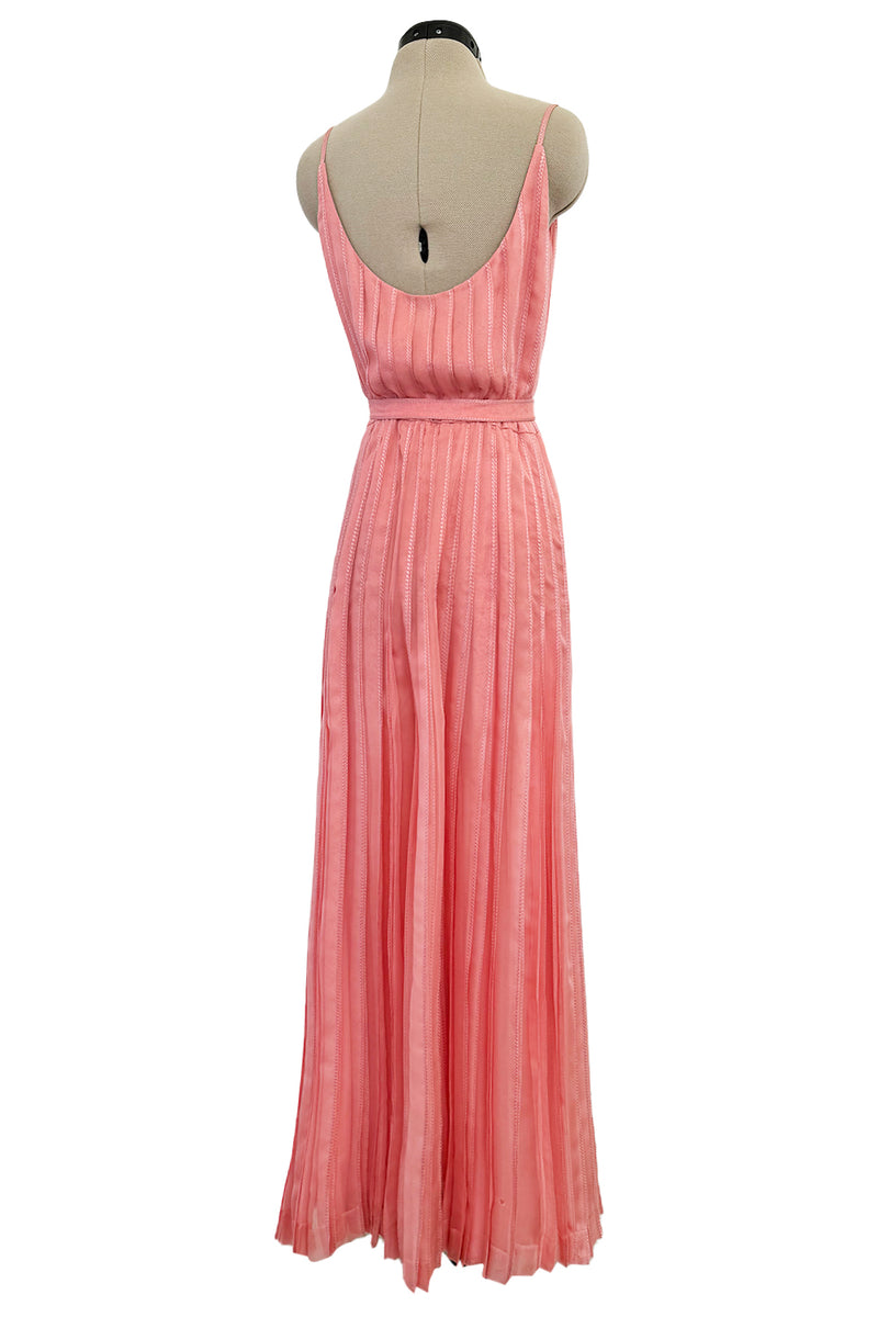 Chanel 1975-76 Haute Couture Top Stiched Pink with Belt - 13.5" W