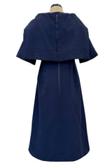 Late 1950s Christian Dior London by Marc Bohan Numbered Blue Shift Dress w Button Detailing