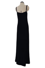 Suberb Fall 1970 Christian Dior Haute Couture by Marc Bohan Minimalist Black Velvet Column Dressress