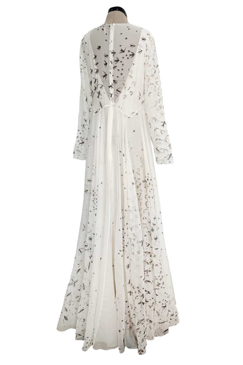 Spectacular Spring 2017 Valentino by Pierpaolo Piccioli Runway Look 52 Zandra Rhodes Print White Silk Chiffon Dress
