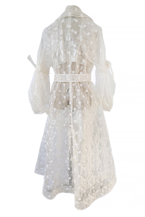 Spring 2017 Simone Rocha Runway Look 6 Transparent Raincoat w Embroidered Tulle Backing