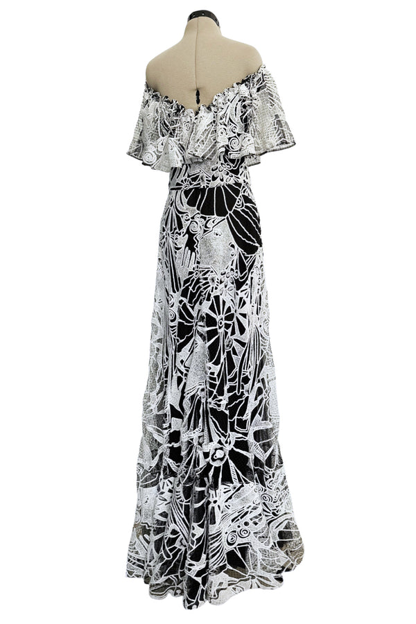 Resort 2017 Valentino by Pierpaolo Piccioli & Maria Grazia Chiuri Collection Look 70 Black Net & White Embroidery Dress