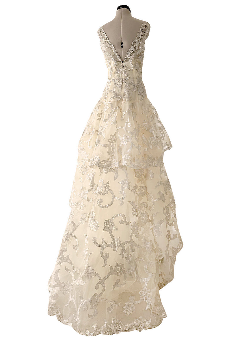 Dreamy Pre-Fall 2015 Oscar de la Renta Look 36 Metallic Gold Applique & Ivory Net Dress