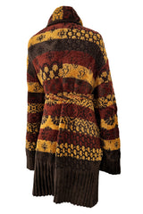 Fall 1994 Christian Lacroix Runway Knit Printed Striped Slouchy Cardigan w Original Belt