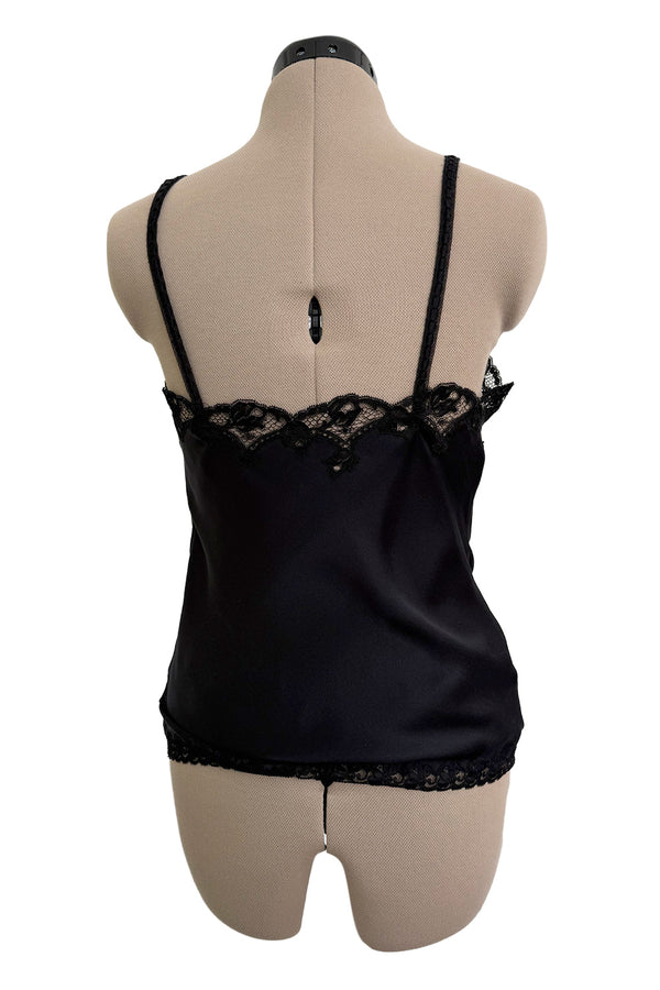 Prettiest Spring 1984 Emanuel Ungaro Haute Couture Black Silk & Handmade Lace Camisole