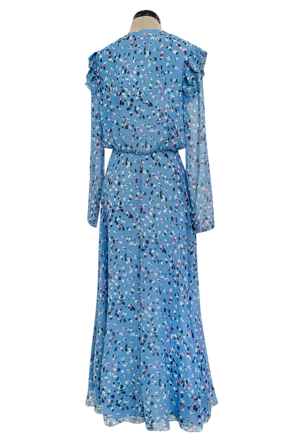 Resort 2018 Carolina Herrera Runway Look One Sample Floral Silk Chiffon Plunge Dress