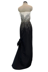 Exceptional Spring 1997 Nina Ricci by Gerard Pipart Haute Couture Runway Black & White Strapless w Beaded Details