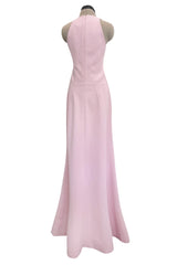 Brilliant Spring 1999 Thierry Mugler Curving Pale Pink Dress w Front Iridescent Embellishments