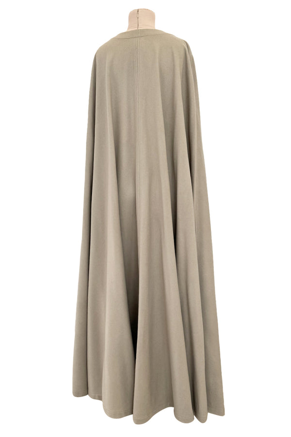 Iconic Fall 1988 Yves Saint Laurent Runway Chic & Minimalist Feeling Taupe Full Length Wool Cape