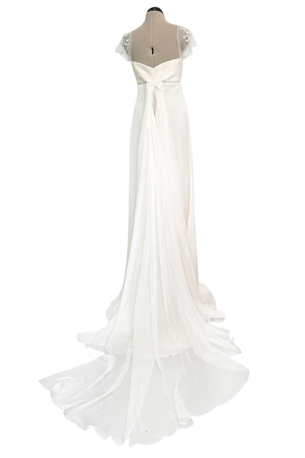 Vintage Valentino White Silk Wedding Dress w Elaborate Trains, Pleatin – Shrimpton Couture