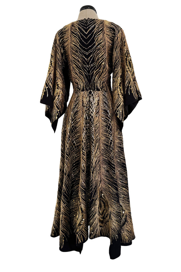 Pre-Fall 2016 Saint Laurent by Hedi Slimane Runway Look 37 Gold Metallic Thread & Sequin Feather Dress