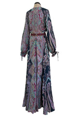 Prettiest Pre-Fall 2016 Etro by Veronica Etro Printed Silk Chiffon Dress w Embroidered & Beaded Detailing