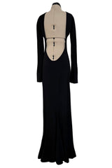 Incredible Fall 1998 Guy Laroche by Alber Elbaz Runway Black Jersey Reissue of the Mireille Darc Backless Dress