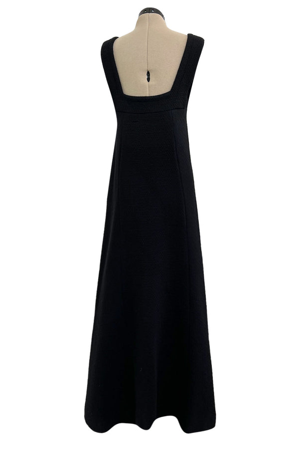 Minimalist c. 1964 James Galanos Superb Detailed Square Neckline Long Sheath Dress