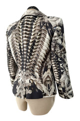 Iconic Spring 2009 Alexander McQueen Look 27 Grey Print Structured and Tailored Jacket
