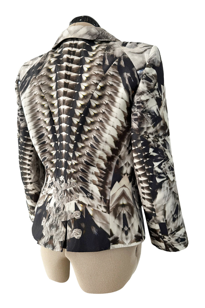 Iconic Spring 2009 Alexander McQueen Look 27 Grey Print Structured and Tailored Jacket