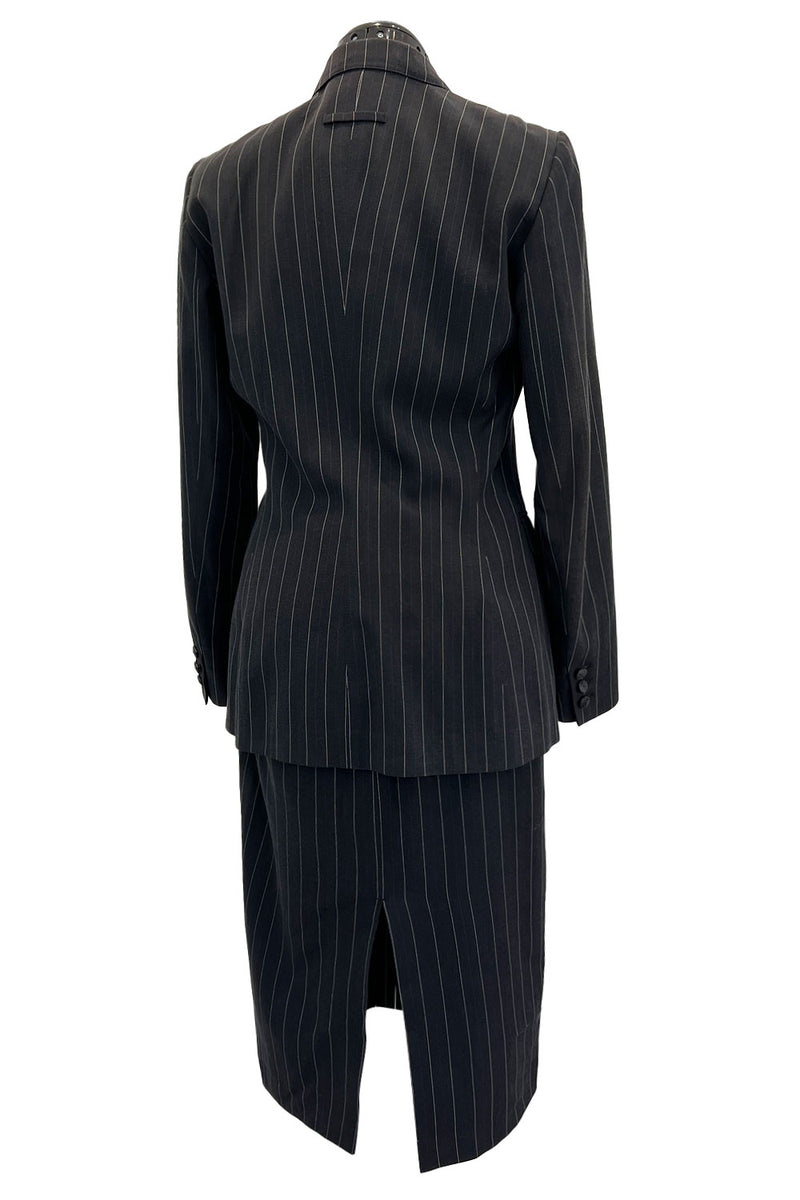 1990s Jean Paul Gaultier Pin Striped Mens Suiting Fabric Jacket & Skir –  Shrimpton Couture