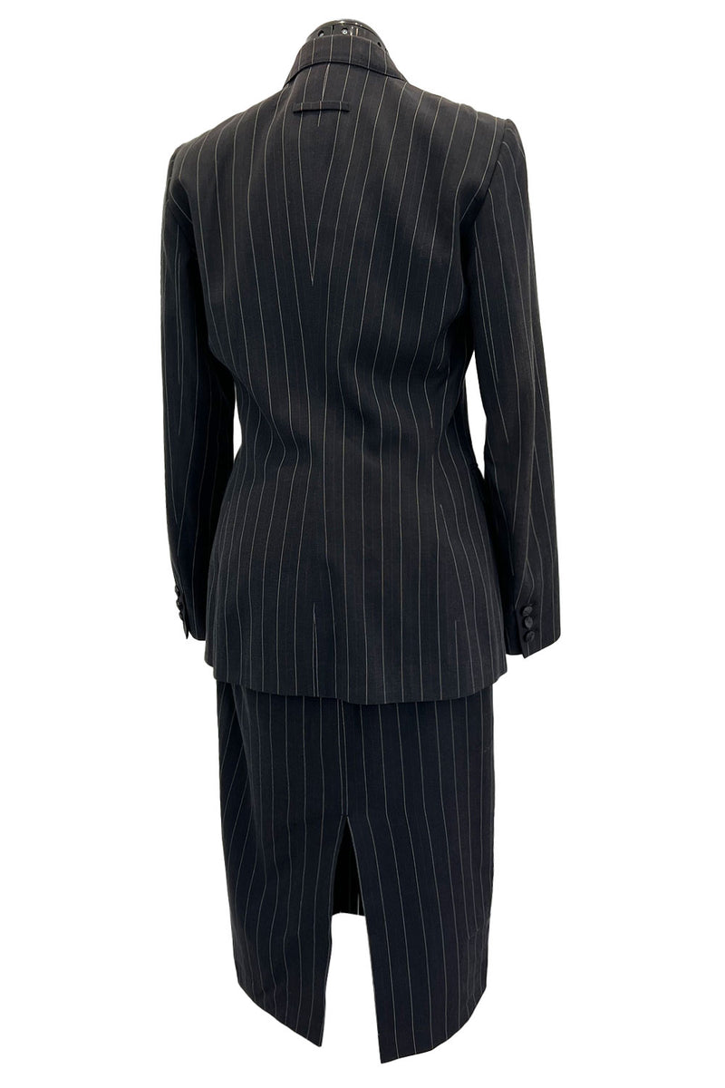 1990s Jean Paul Gaultier Pin Striped Mens Suiting Fabric Jacket