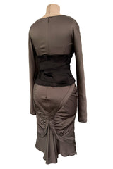 Important Fall 2003 Gucci by Tom Ford Runway Look 10 Stretch Silk Dress w Black Corset Waist Cincher Belt