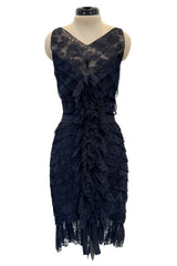 Extraordinary Fall 2008 Chanel by Karl Lagerfeld Blue Lace & Chiffon Dress & Cape Set