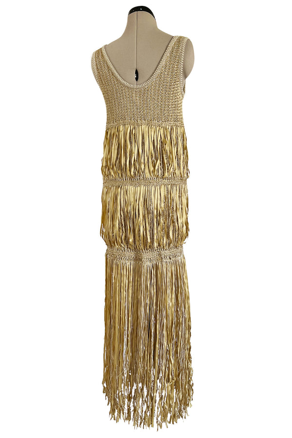 Dreamiest Cruise 2011 Chanel by Karl Lagerfeld Gold Ribbon & Metallic Gold Cord Knit Dress