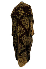 Phenomenal Fall 1991 Jean Louis Scherrer Haute Couture Runway Silk Velvet Cut Devore Cocoon Coat