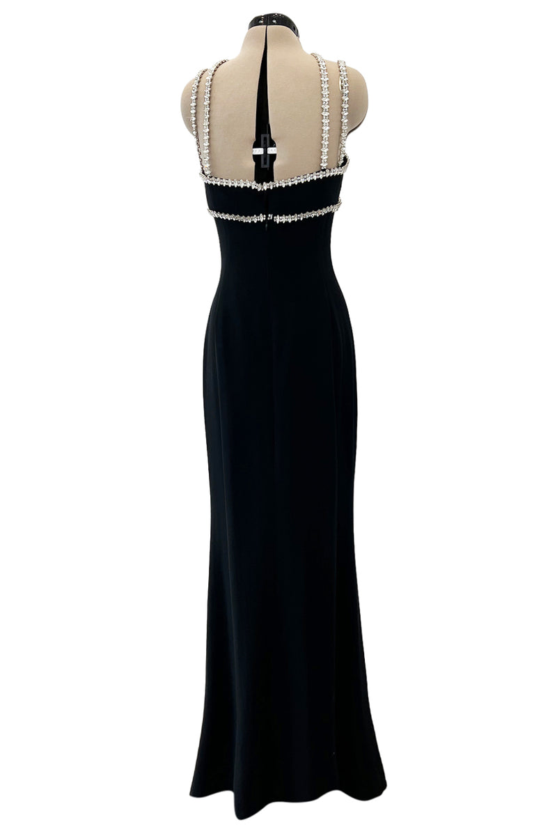 Incredible & Rare Fall 1995 Todd Oldham Runway Black Silk Creoe Dress w Large Crystal Detailing
