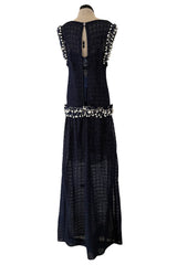 Phenomenal Fall 2010 Chanel by Karl Lagerfeld Deep Blue & Silver Metallic Knit Dress w Glass Pearl Detailing