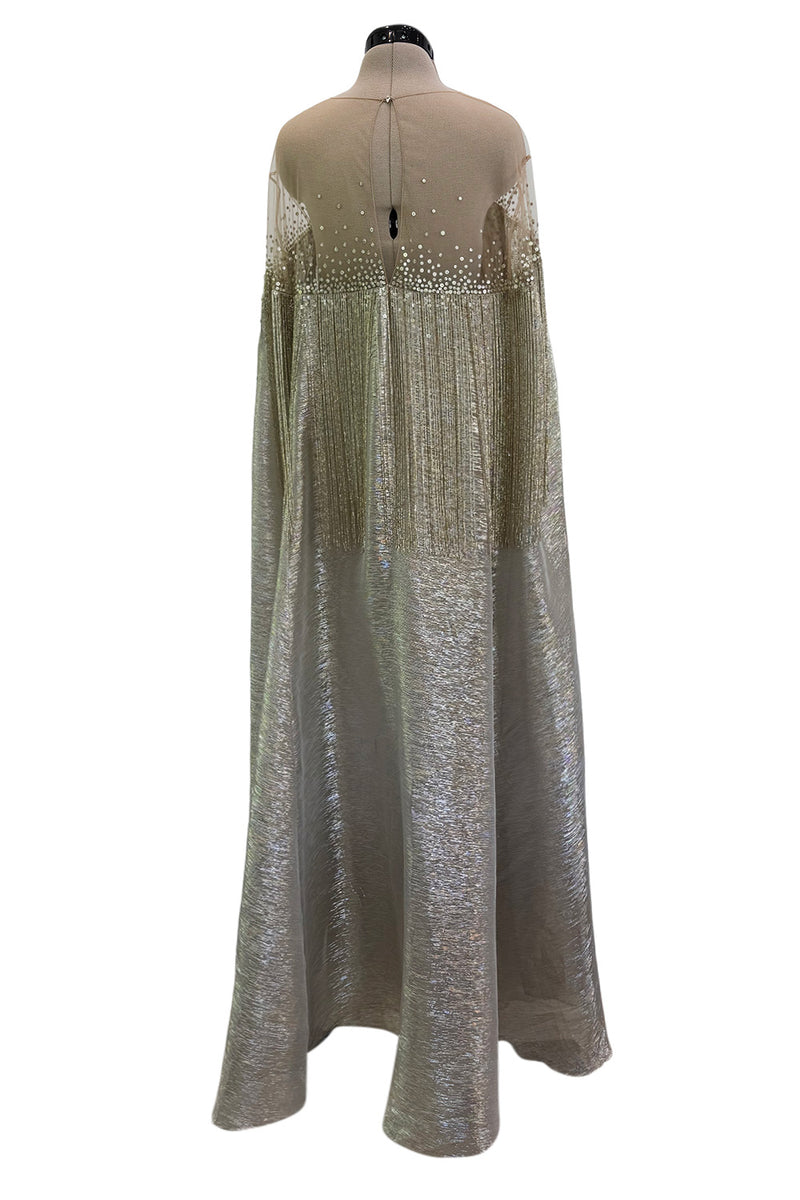 Dreamy Spring 2019 Oscar de la Renta by Laura Kim & Fernando Garcia Runway Look 57 Gold Silver Bead Caftan Dress