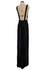 Extraordinary 2006 John Anthony Couture Black Hand Beaded Runway Dress w Bib Front & No Back