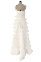 Dreamiest 2005 Blumarine Sposa Ivory Sulk & Tulle Ruffled Wedding Dress w Lace & Beading