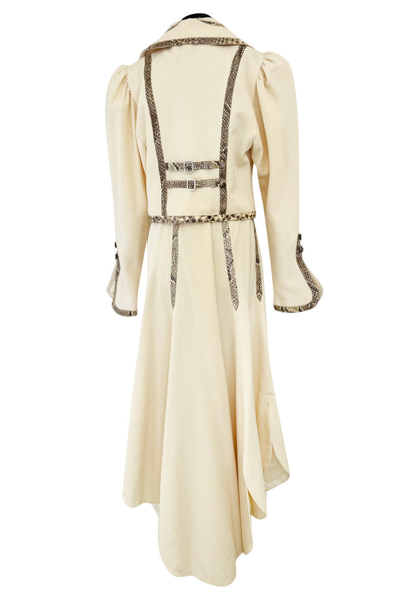 Important 1972 Bill Gibb Couture Debut Collection Lizard Detailed Cream Jacket & Scalloped Edged Skirt