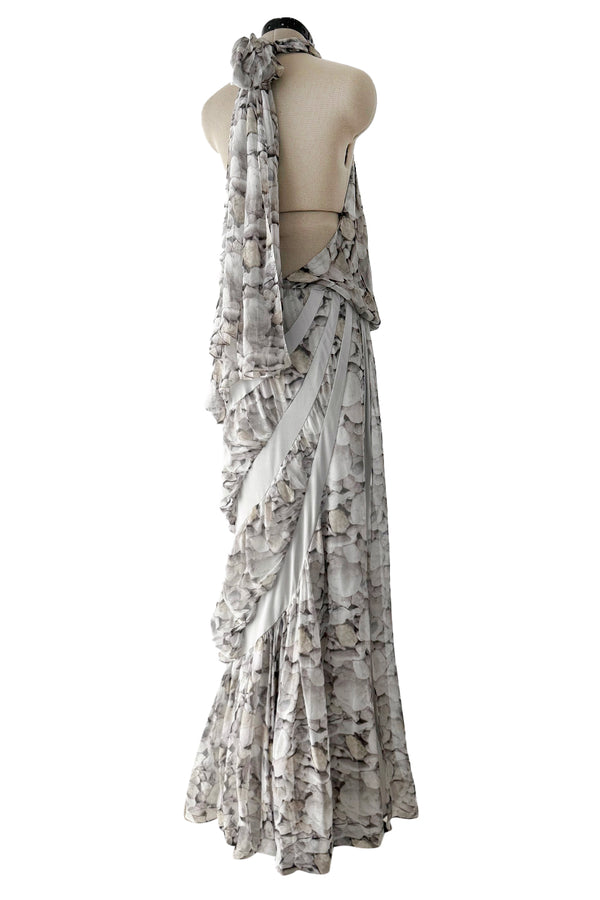 Dreamy Fall 2008 Ungaro by Esteban Cortazar Runway Look 18 Printed Chiffon Backless Halter Dress