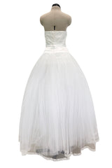 1993 Dolce & Gabbana Three Piece White Silk & Tulle Wedding Dress Overskirt & Veil Full Set