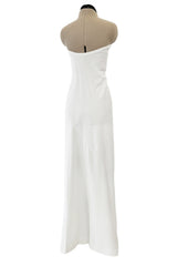 1976 Halston Strapless Iconic Front Tie Bias Cut Dress in White Jersey