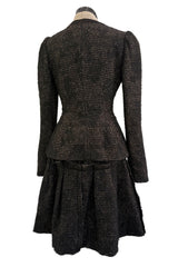 Extraordinary Rare Fall 2016 Dolce & Gabbana Alta Moda Couture Gold Tweed & Lace Covered Jacket & Skirt Suit Set