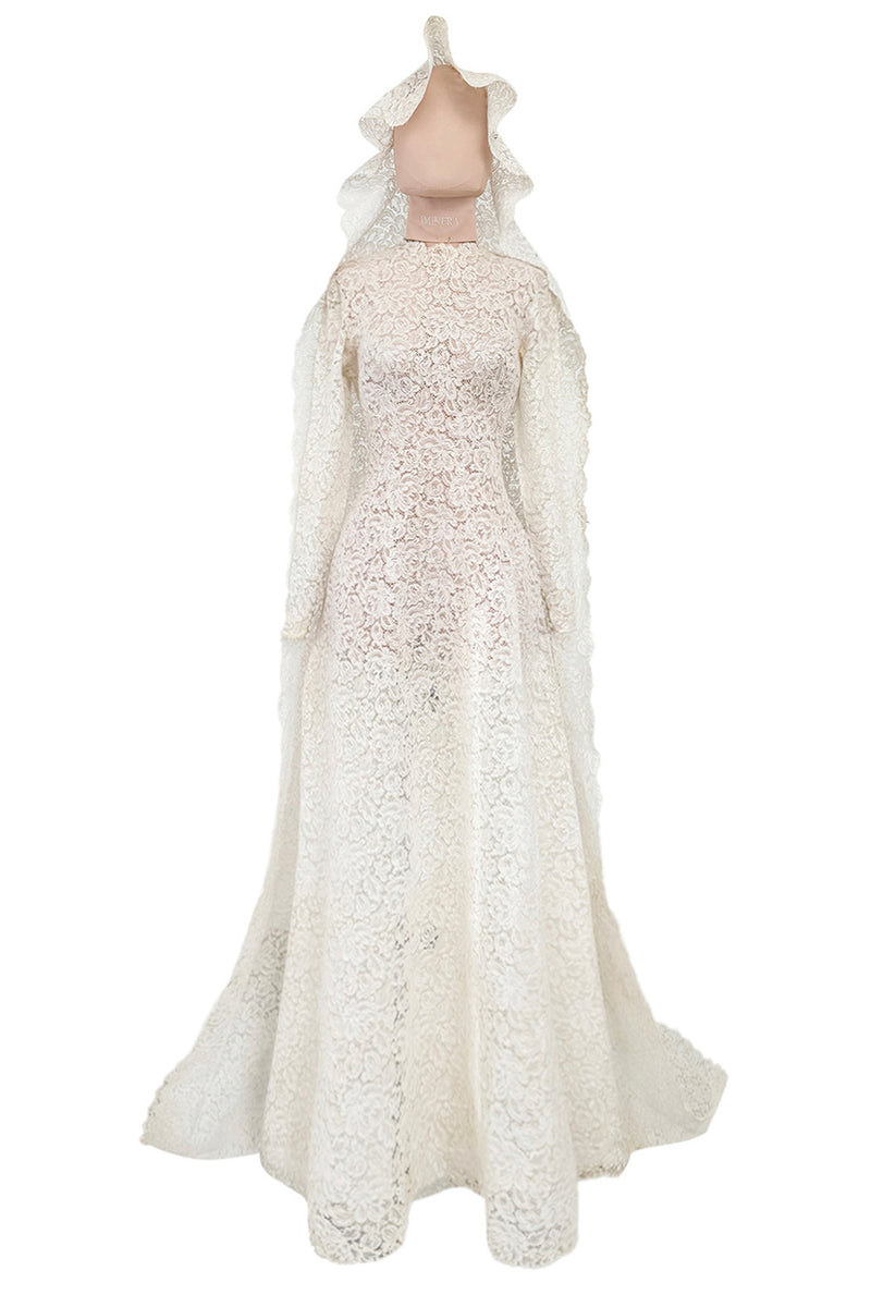 Heirloom Level Exquisite 1950s Handmade Couture White Lace Wedding Dre Shrimpton Couture Heirloom Level Exquisite 1950s Handmade Couture White Lace Wedding Dre Shrimpton Couture