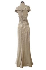 Elegant Resort 2010 Oscar de la Renta Gold Runway Look 48 Metallic Gold & Silver Lame Halter Dress