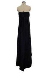 Spring 2013 Saint Laurent by Hedi Slimane Strapless Black Silk Dress w Scooped Front Hem