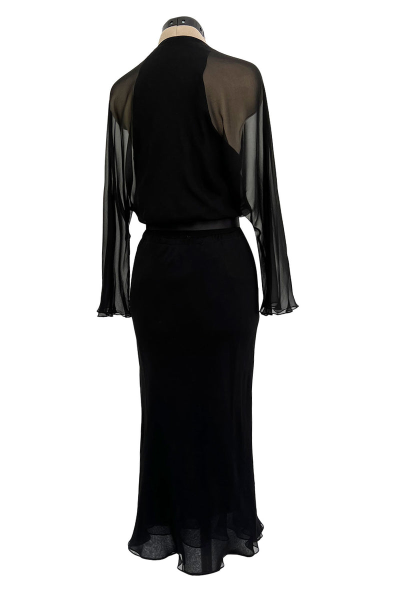 black chiffon wrap dress boohoo Women's Flare Sleeve Chiffon Wrap Mini Dress in Black