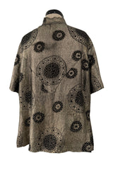 Decadent 1920s Unlabeled Real Metal Thread Metallic Lame & Black Pattern Easy Fit Top