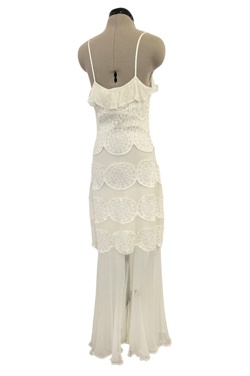 Prettiest Spring 2005 Christian Dior by John Galliano Knit & Silk Chiffon Ivory Dress