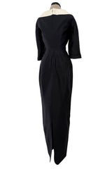 Fall 1995 Thierry Mugler Couture Runway Sculpted Body Shape Black Silk w Ivory Inset Dress