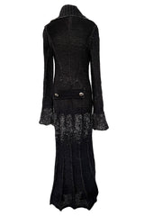 Fantastic Fall 2006 John Galliano Charcoal & Grey Knit Sweater Coat w Metal Buttons